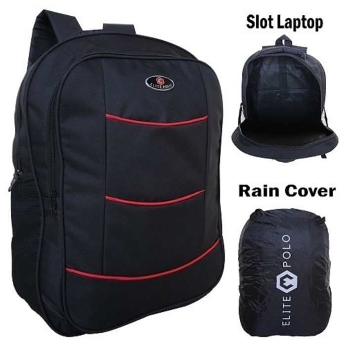 tas ransel  Tas Ransel Elite Polo Strip Maerah Ransel Gendong Laptop Pria Dewasa(X0V2) tas ransel pr