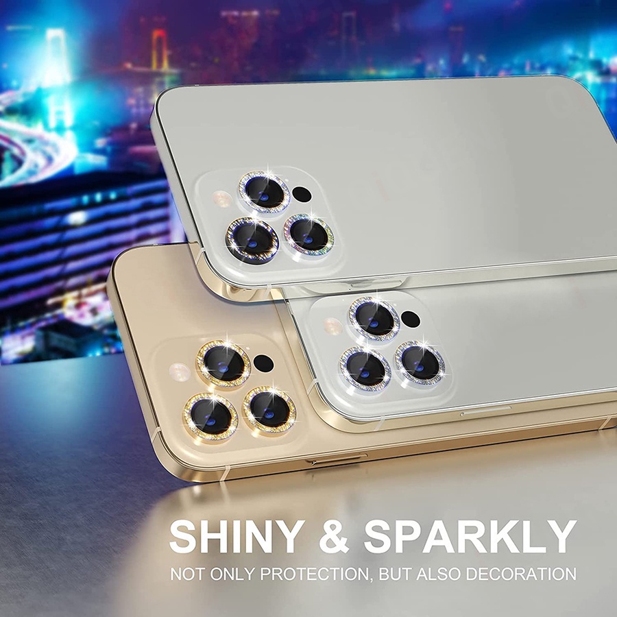 1 Sst Pelindung Lensa Kamera Bling Untuk compatible for Iphone 14 Pro Max 13 Pro Max/13 Pro/13 Mini/12 Pro Max / 12 / 12 Pro / 12 Mini 11 / 11 Pro Max / 11 Pro
