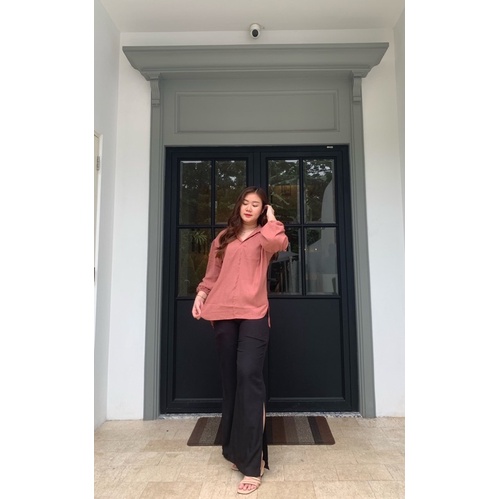 JOSHIN Verra Blouse Crinkle Poly - Atasan Kemeja Blouse Wanita