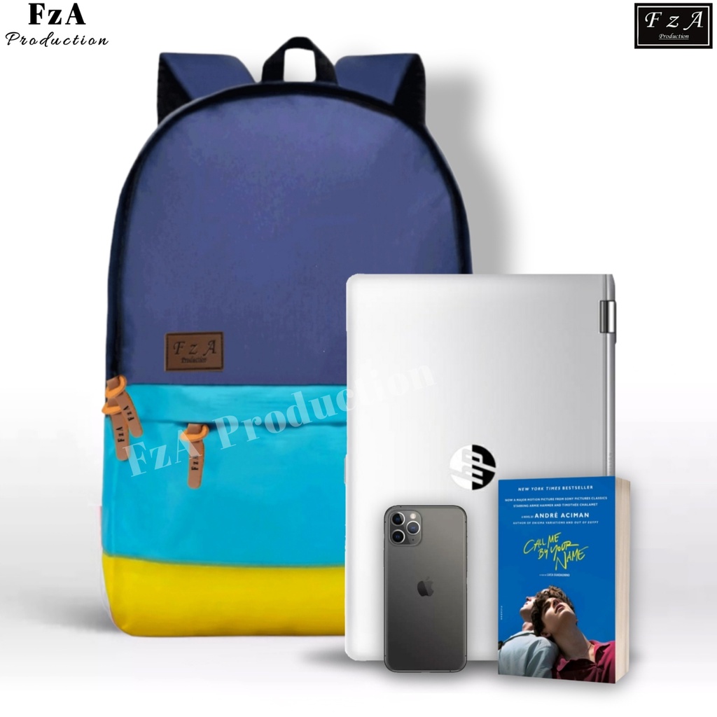 FzA Official - Big Promo..Tas Ransel Distro sekolah kuliah Kerja Pria 4286CV Tas Ransel Laptop - Navy Yellow