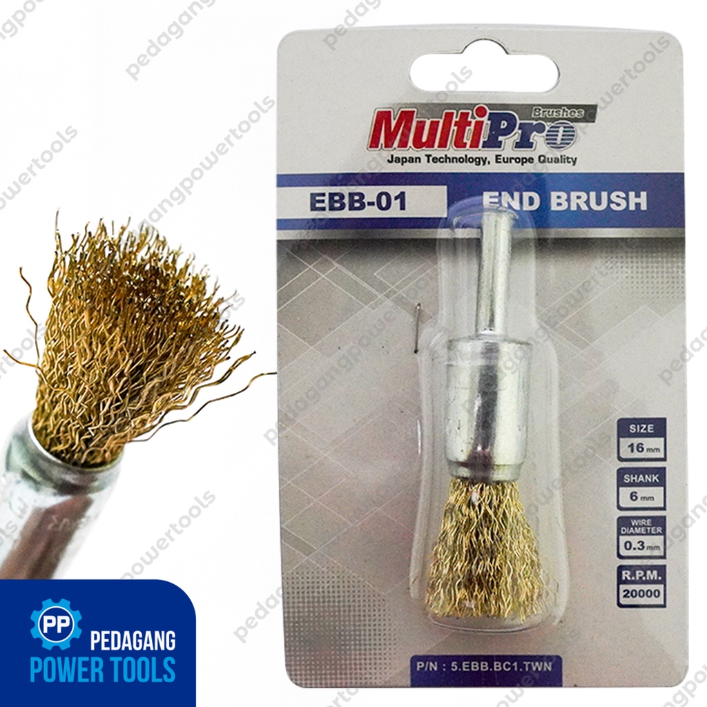 MULTIPRO MATA BOR SIKAT KAWAT KUNINGAN 16 MM END BRUSH SAPU AS 6 MM