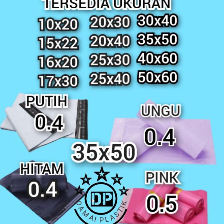 

Grosir Kantong Plastik Packing PE 35x50CM Olshop Polymailer Hitam Putih Pink 35x50 Amplop ungu 32x45