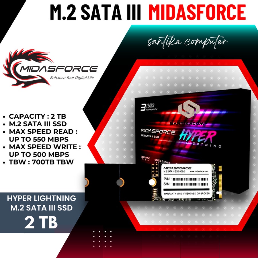 M.2 2TB MIDASFORCE SSD M2 SATA 3 HYPER LIGHTNING