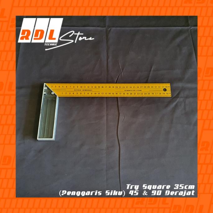 Try Square 35cm (Penggaris Siku) 45 & 90 Derajat