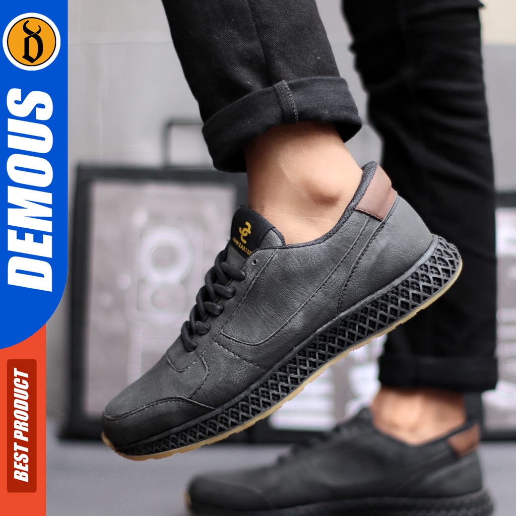 DEMOUS Leonidas - Sepatu Formal Pantofel Hitam Kerja Pria