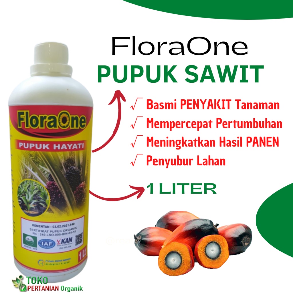 Pupuk Hayati Cair Tanaman sawit terbaik 1 L, Floraone Fungisida untuk buah sawit anti Busuk Kuncup