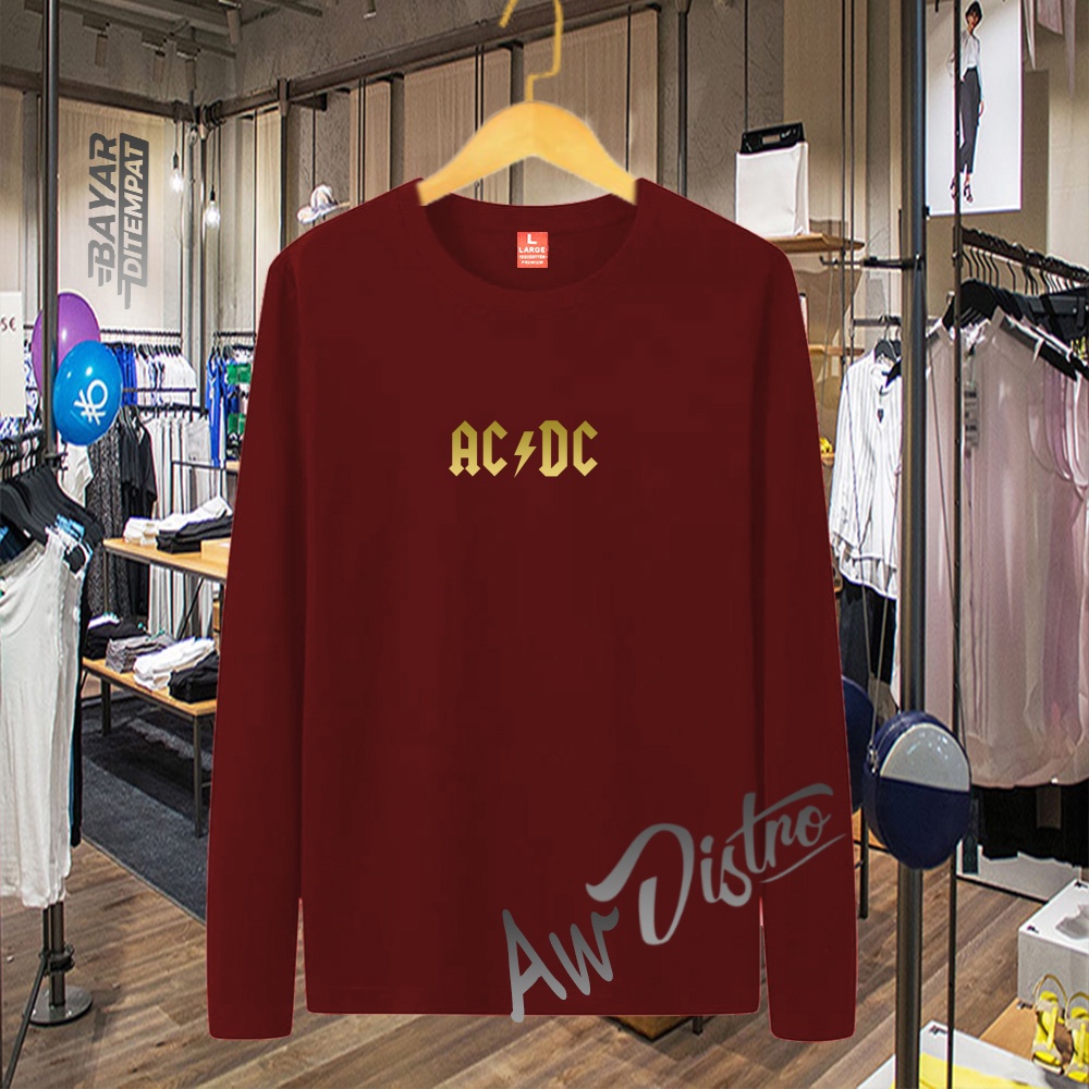 COD Baju Kaos Distro ACCD Text Gold Premium Quality Lengan Panjang Kaos Tulisan Kaos Kata-Kata Kaos Sablon Big Size