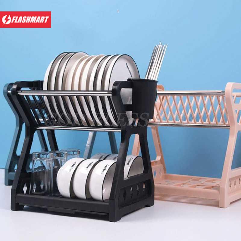 Flashmart MitoClean Rak Piring Gelas Pengering Drainer Kitchen Dish Rack 2 layer - MYH002