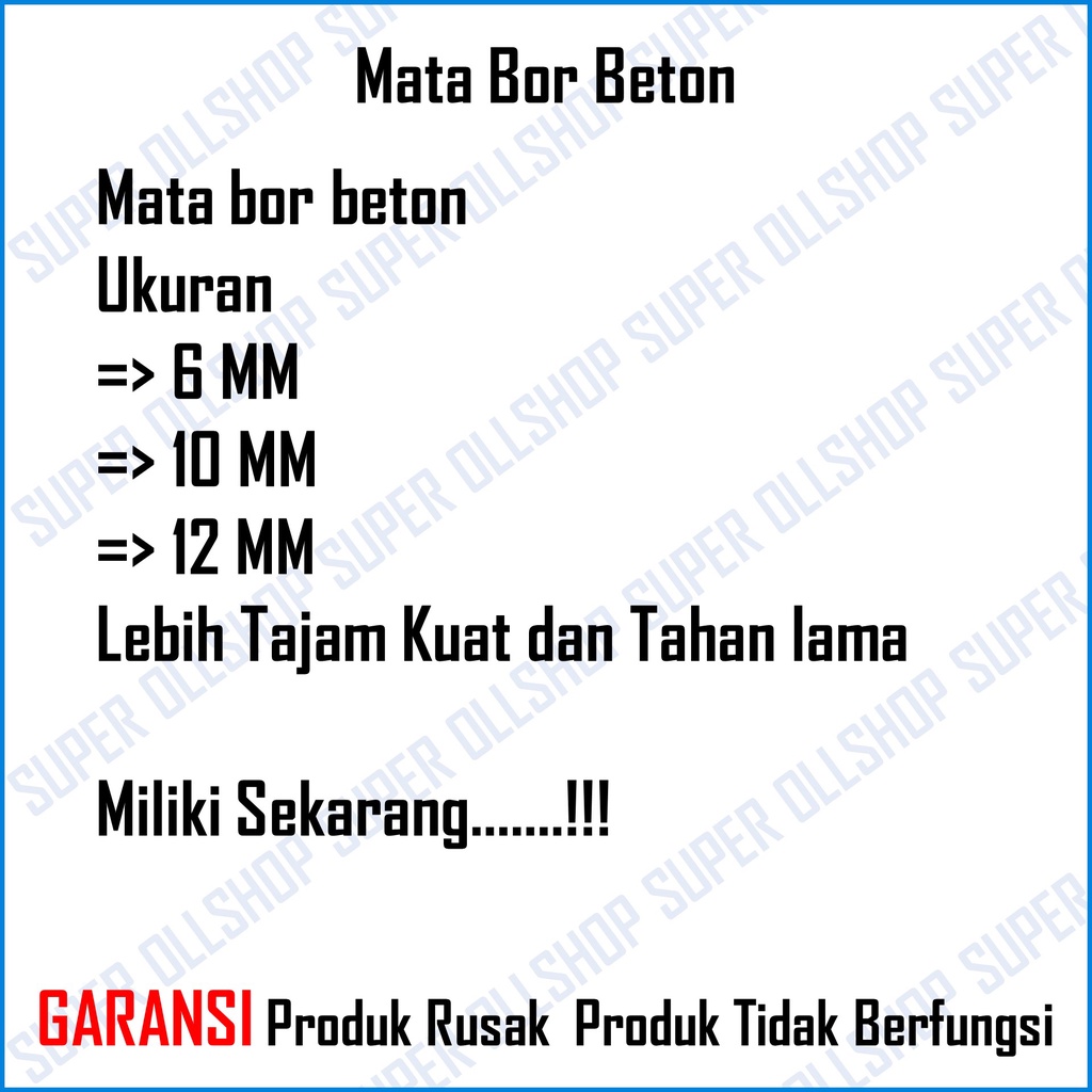 Mata Bor Beton 6mm Tembok Dinding Drill Bit / Mata Bor Dinding Tembok Beton Cor 10mm 12mm Murah