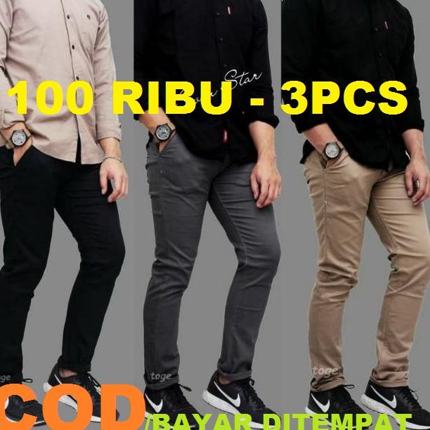 HARGA TERMURAAH BONUS DADAKAN 100 RIBU DAPAT 3 PCS SIZE 27-40 JUMBO CELANA PANJANG CHINO PRIA / CELA