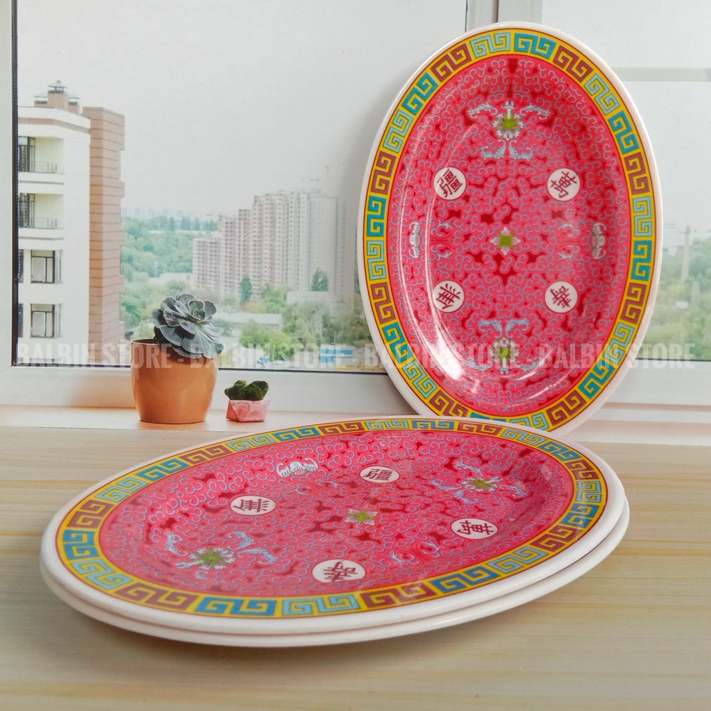 12 PCS | 6 PCS PIRING OVAL KECIL 808 MELAMINE WARE MOTIF | PIRING SAJIAN | PIRING LODOR | PIRING OPAL KECIL