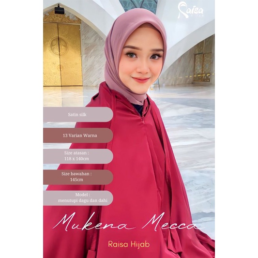 RAISA HIJAB - Mukena SATIN SILKY PREMIUM SATIN SILK POLOS  Mecca Safar 2 in 1 pakai resleting di dag