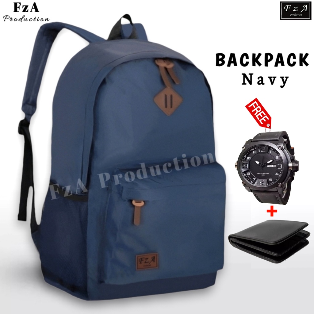 FzA Official - Tas Ransel Gendong Laptop Distro Sekolah Kuliah Pria Wanita Backpack Murah Original Tas Punggung Laptop - Navy