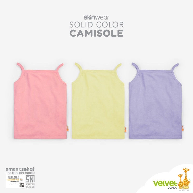 Baju Bayi Singlet Kaos Dalam Anak Velvet Junior SkinWear Solid Color Camisole 1-5 Tahun