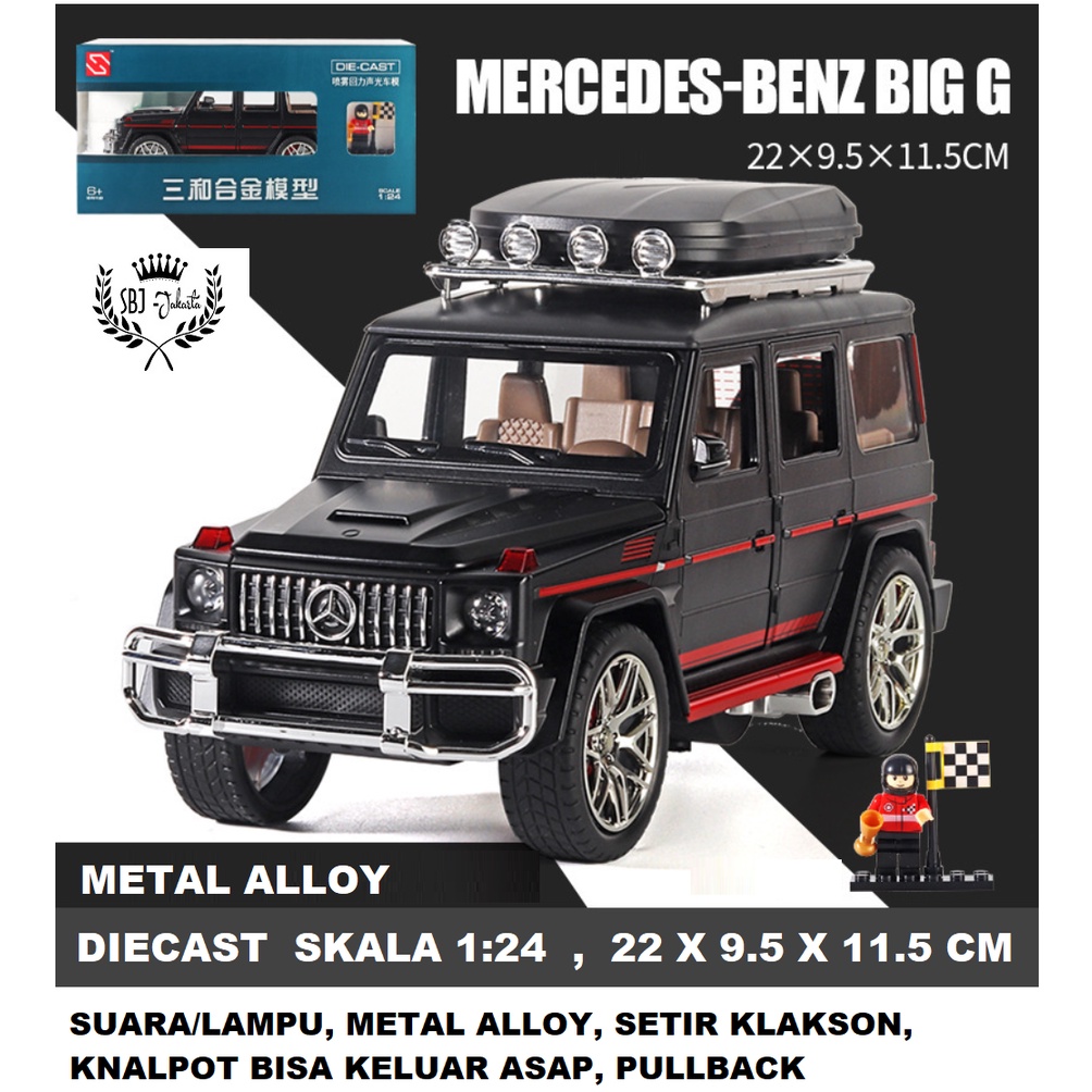 DIECAST miniatur MOBIL Mercedes Benz G65  OFFROAD Jeep Metal series Skala 1:24 Ukuran Besar