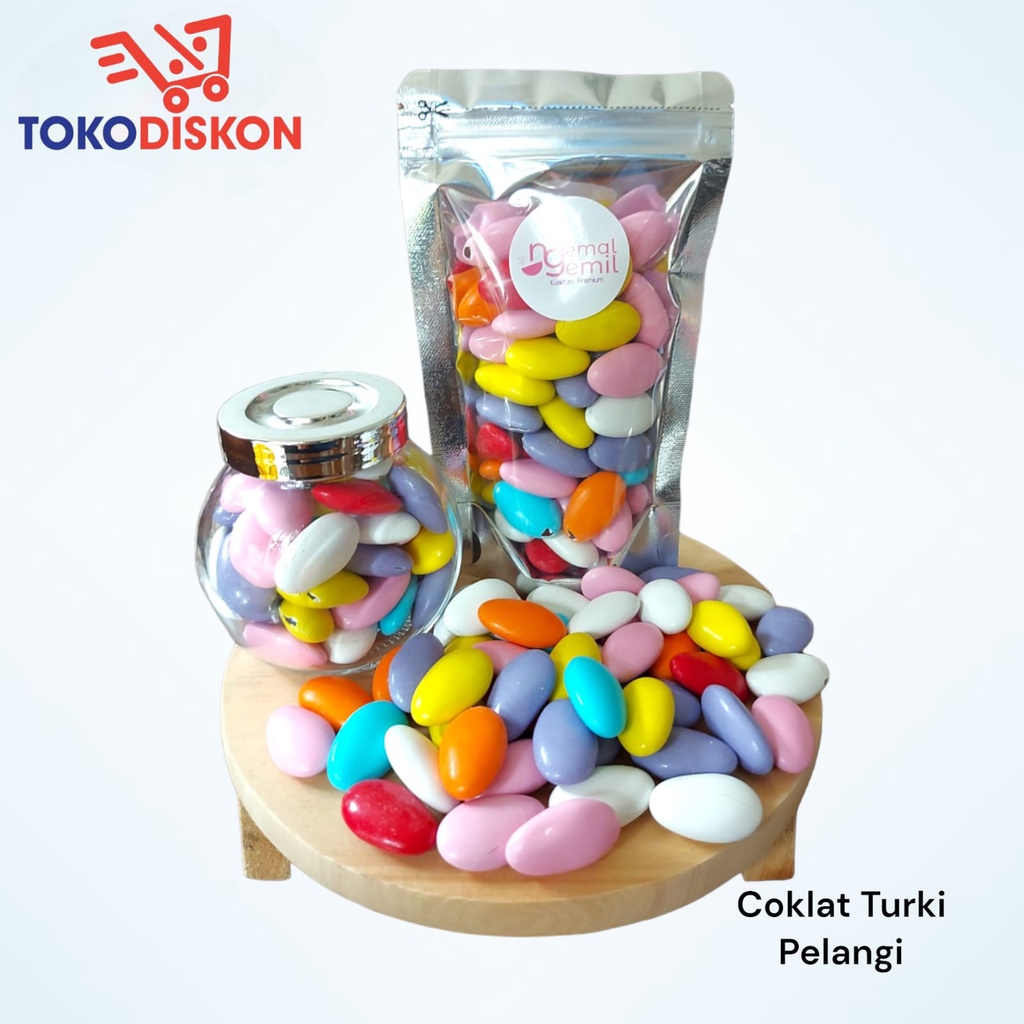 

Coklat Turki Pelangi Chocolate Dagress Rainbow Coklat Kerikil Oval Besar Kualitas Premium