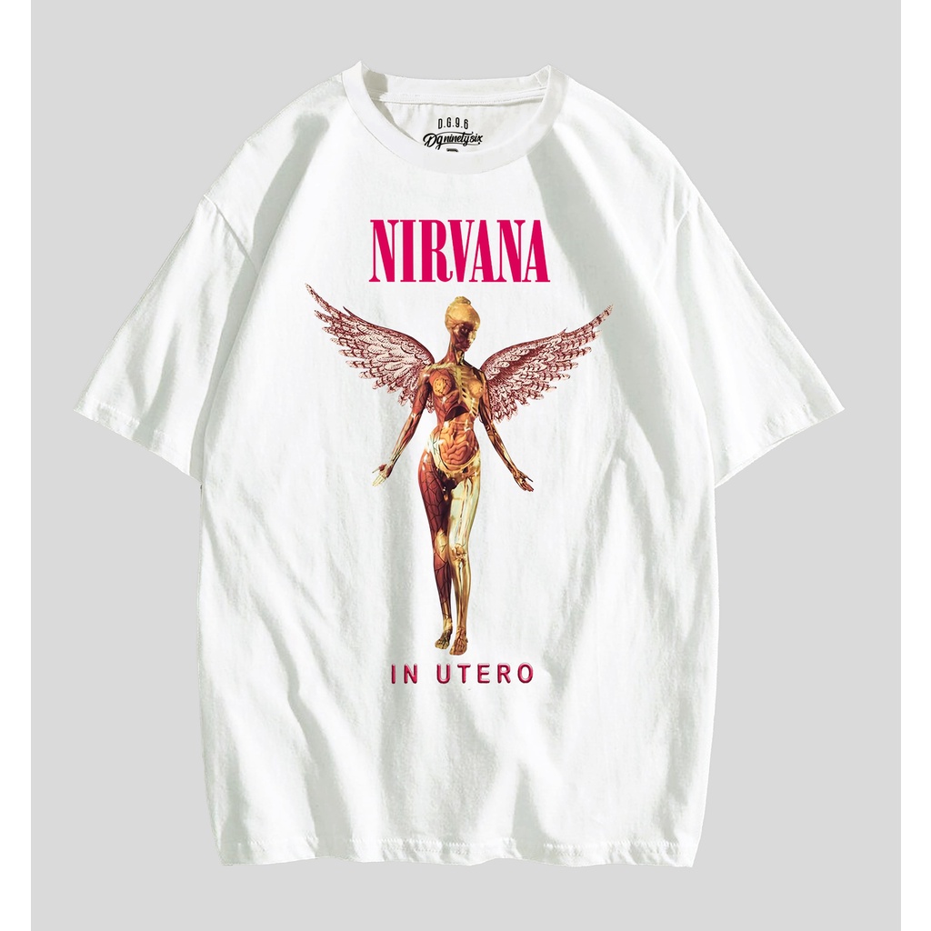 kaos band nirvana in utero putih / t shirt nirvana putih / kaos nirvana / kaos musik putih / kaos ba