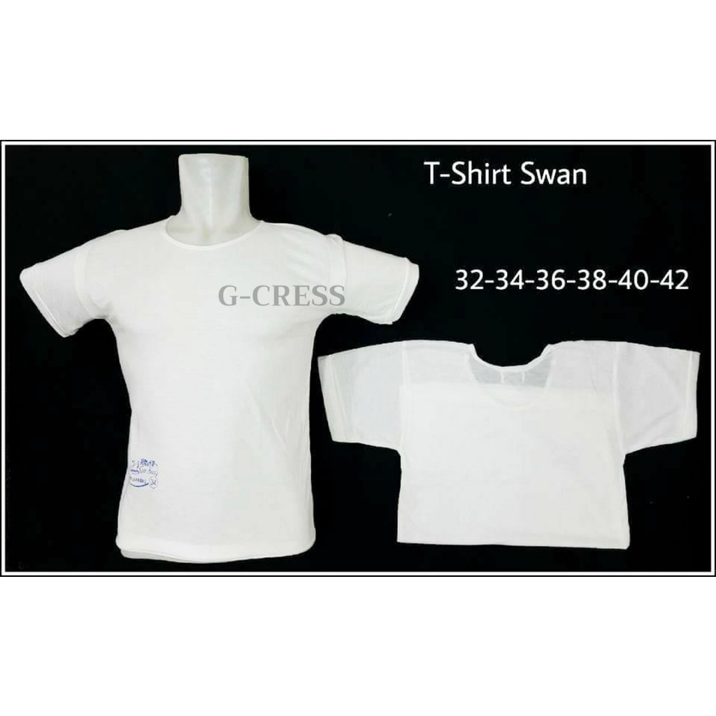 (6 PCs) T-Shirt SWAN. Oblong SWAN Kerah Bulat/O-Neck. Kaos Dalam Pria SWAN. Kaos Katun Polos Lembut 