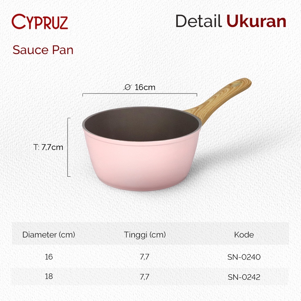 Cypruz Pink Ceramic Sauce Pan / Panci Susu Anti Lengket