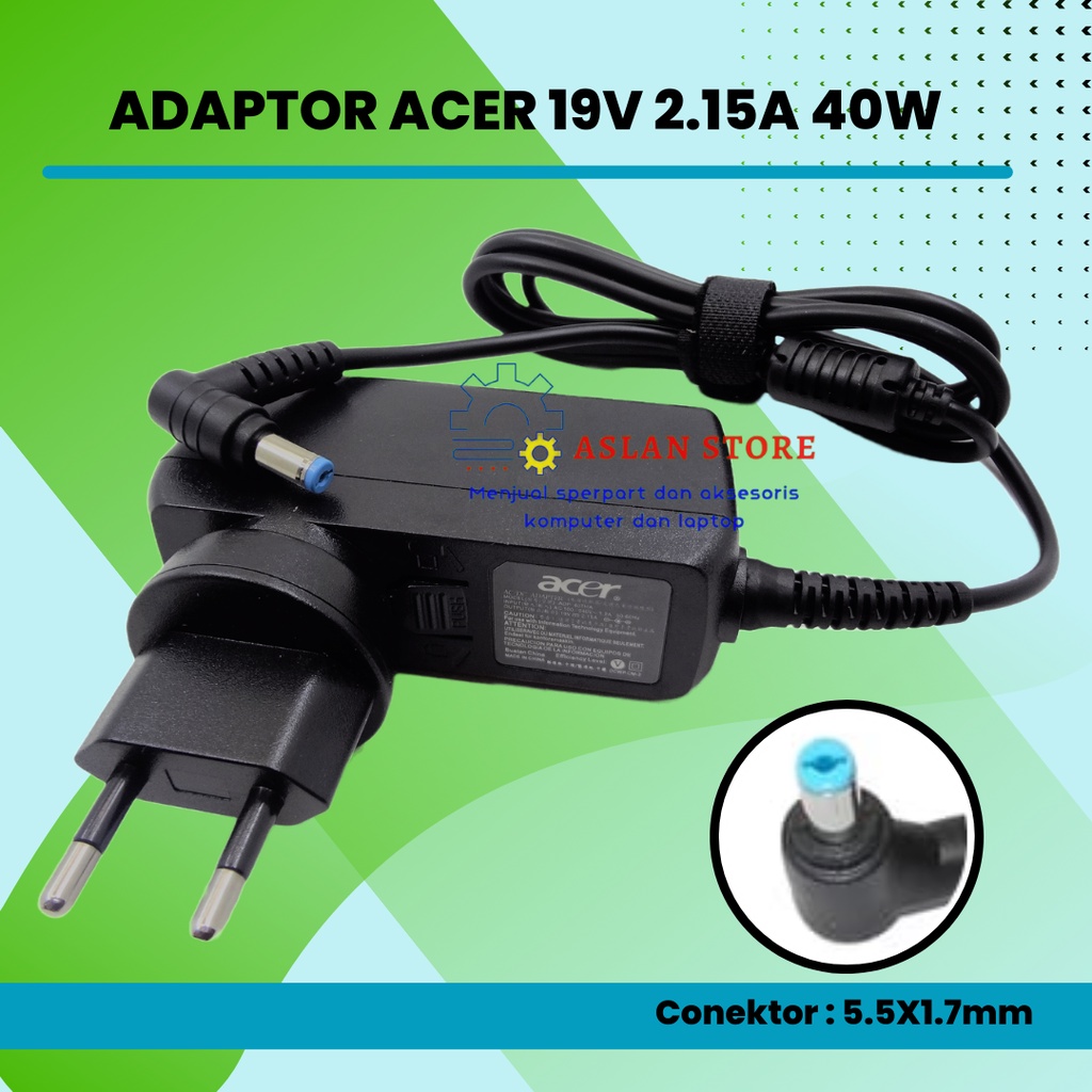 Adaptor Charger Carger Original Netbook Acer Aspire One Happy 19V-2.15