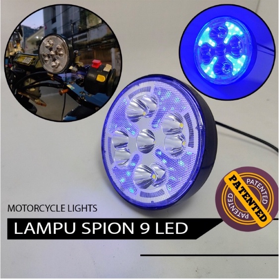 Lampu Sorot Breaket Spion 9 Mata Bulat LED Merah Biru 710 universal