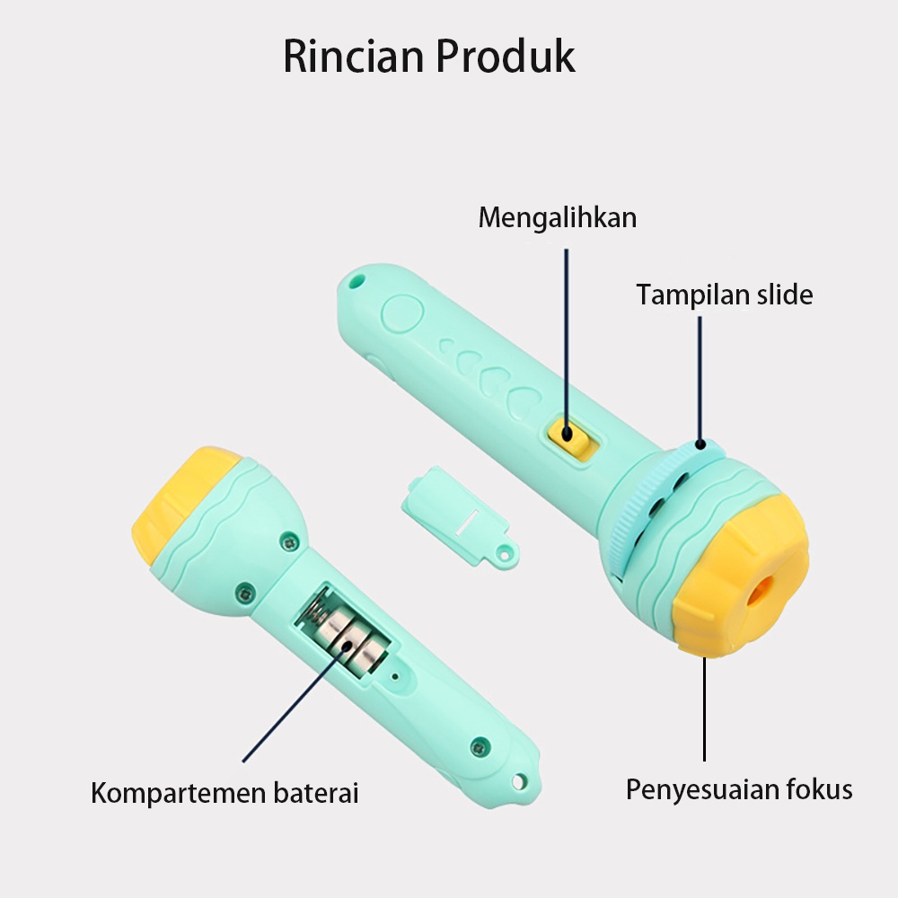 Mainan anak senter proyektor 32 Gambar - Mainan edukasi anak - fun flashlight - mainan anak senter lampu karakter 32 pola