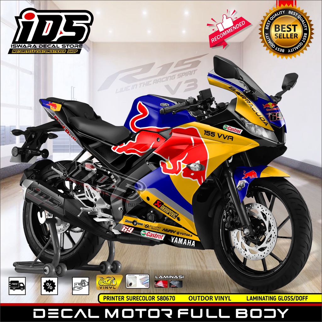 Decal R15 V3 Full Body Stiker R15 V3 Full Body Dekal R15 V3 RedBull