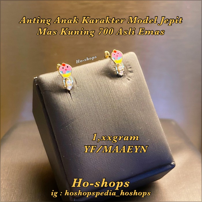 Fred Anting Anak Karakter Model Jepit Mas Kuning Kadar 700 Asli Emas