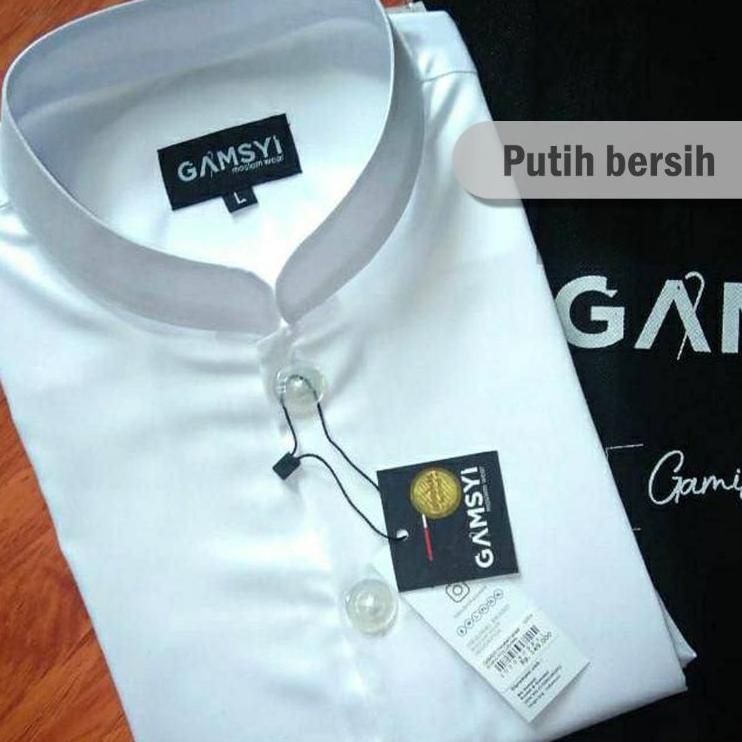 ○ BAJU KOKO PUTIH POLOS HABAIB LENGAN PANJANG GAMSYI ➷