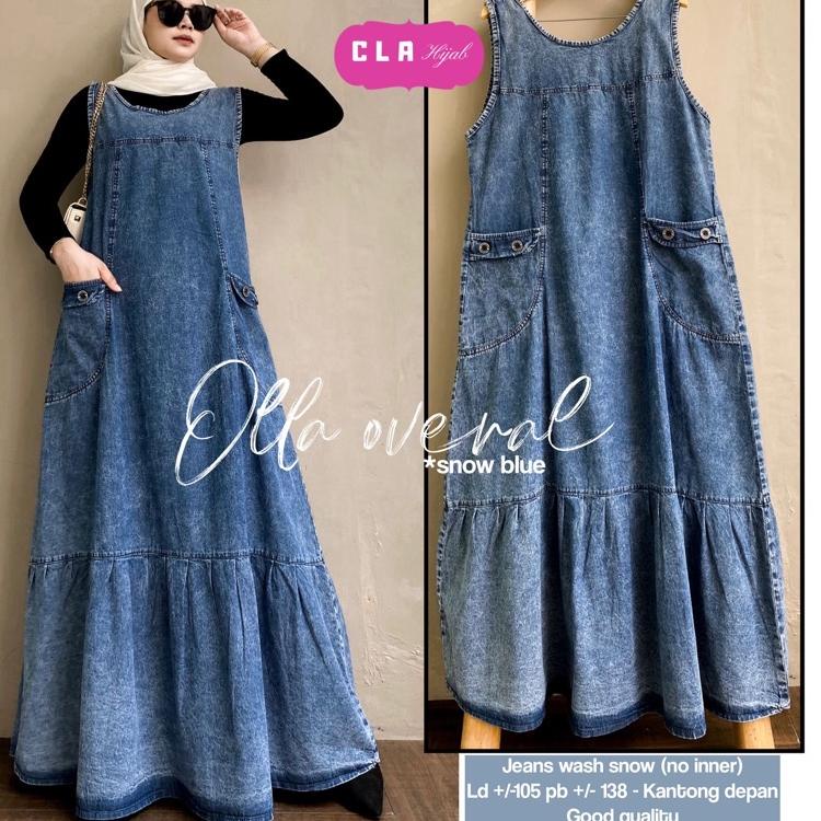 [ART. 6804 Olla Overall Overal Rok Jeans Denim Wanita Jumbo Big Size Bigsize