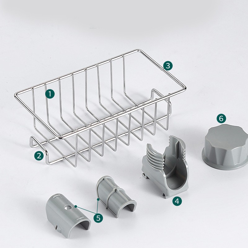 JAVASHOP Rak Kran Wastafel Gantungan Stainless Tempat Spons Cuci Piring Wastafel