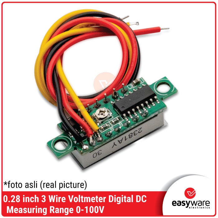 Voltmeter Digital 0.28 inch 0-100V 3 wire 0.28&quot; Voltmeter 0-100V 3 kabel