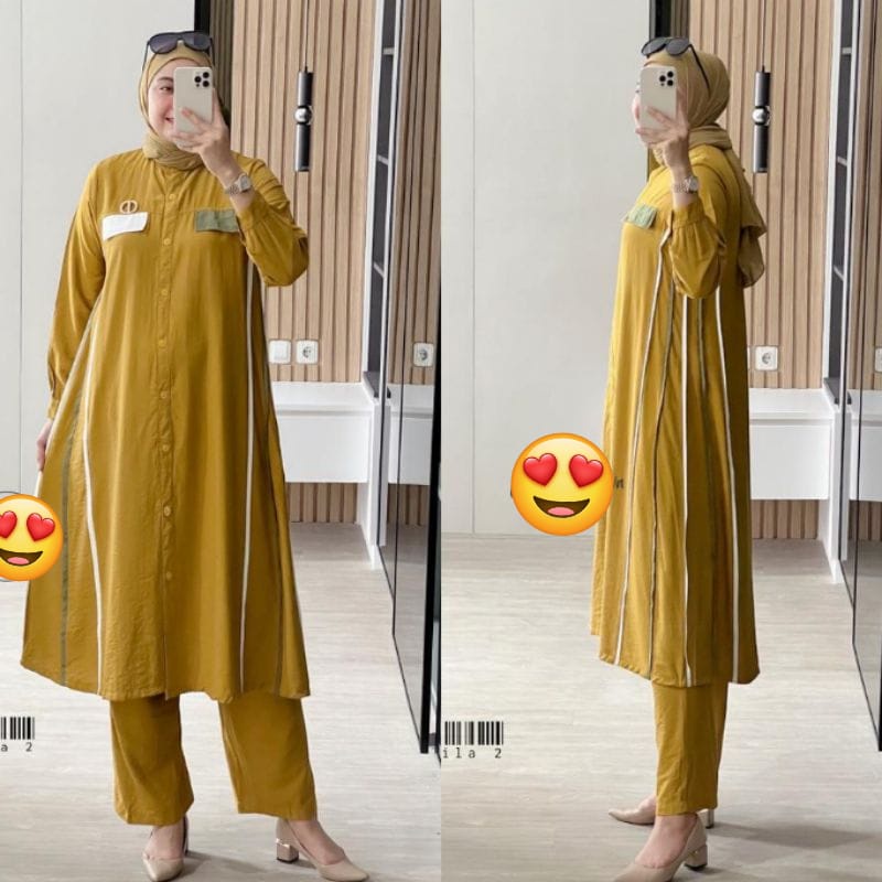 VIRAL JUBAILAH SET LONG TUNIK SETELAN TUNIK CRINKLE TERBARU
