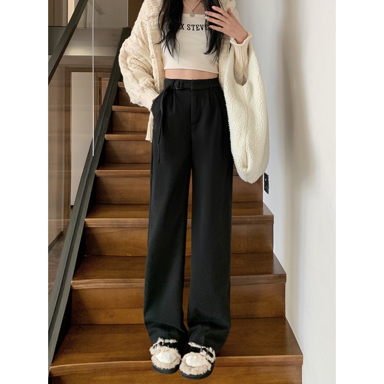 Celana Kulot Highwaist Wanita Terbaru Kekinian Celana Panjang Hitam Korean Style Pants Loose