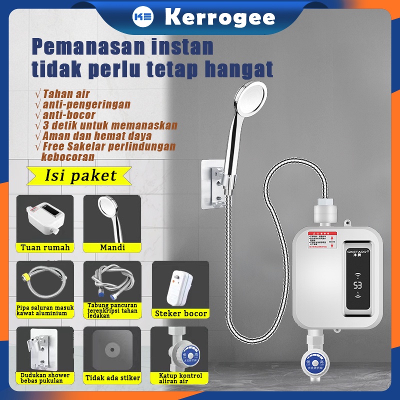 ⚡⚡⚡Water Heater Instan Listrik 3500W dipasang di dindingHemat Daya Pemanas air listrik Kamar Mandi