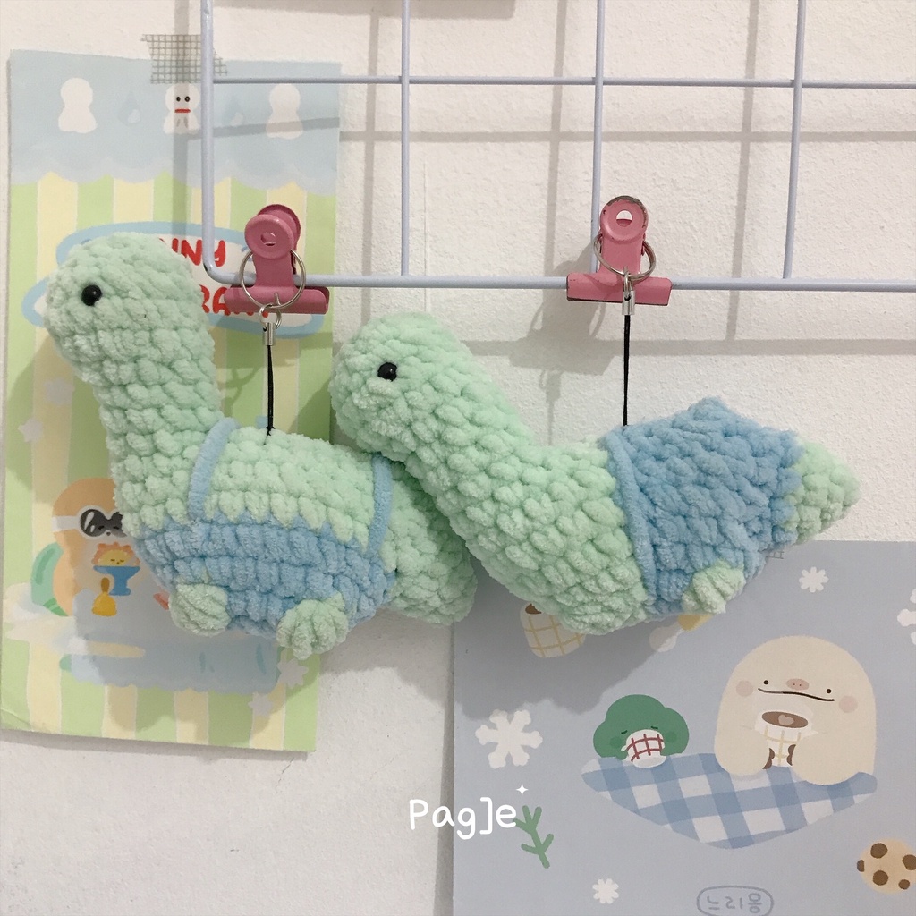 Dinosaur Couple Amigurumi Knit [New] - Plush Doll Boneka Keyring Ganci Keychain Dinosaurus Tosca Blu