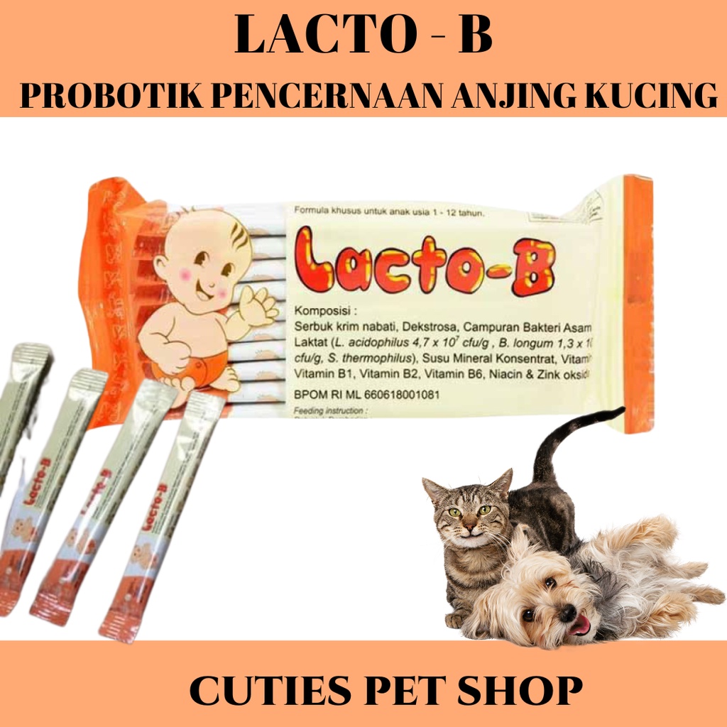 LACTO B PROBIOTIK DIARE & MUNTAH ANJING KUCING / SAKIT PERUT UNTUK PENCERNAAN BERMASALAH LACTO-B