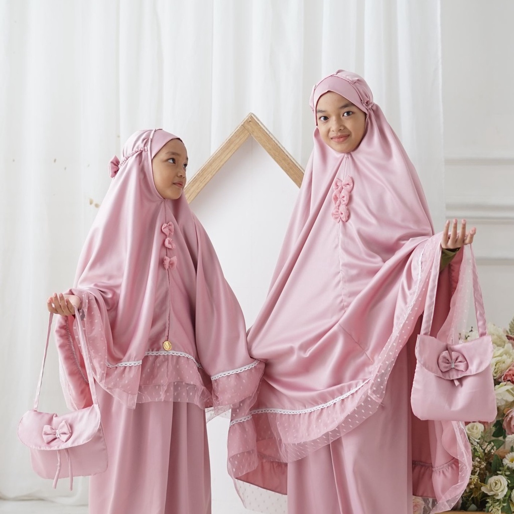 Mukena Anak Sofia Series - Pink Berry / Mukena Anak Premium / Mukena Anak Polos