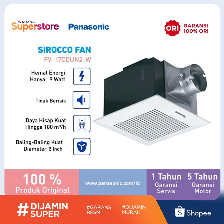 Panasonic Exhaust Fan Ceiling 6 Inch - FV17CDUN | FV-17CDUN