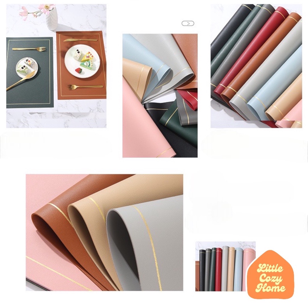 ONE TONE LEATHER PLACEMAT / / Alas Meja Makan / Tablemat / Taplak Meja Kulit Motif Premium