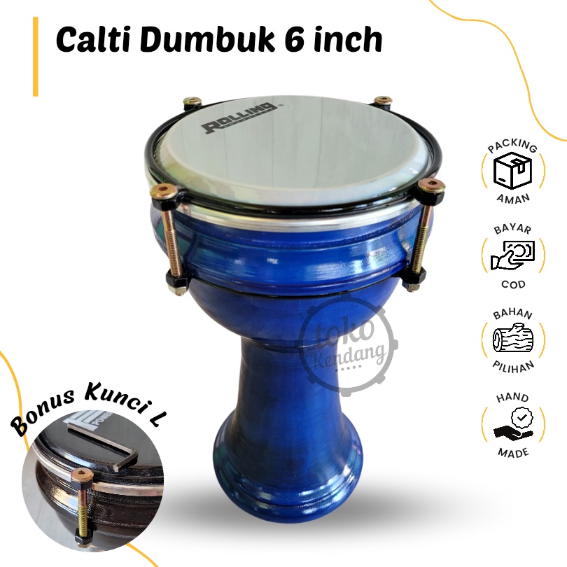 Calti Darbuka Dumbuk Anak Warna Biru Ukuran Mika 6 inch Termurah Kualitas Terbaik