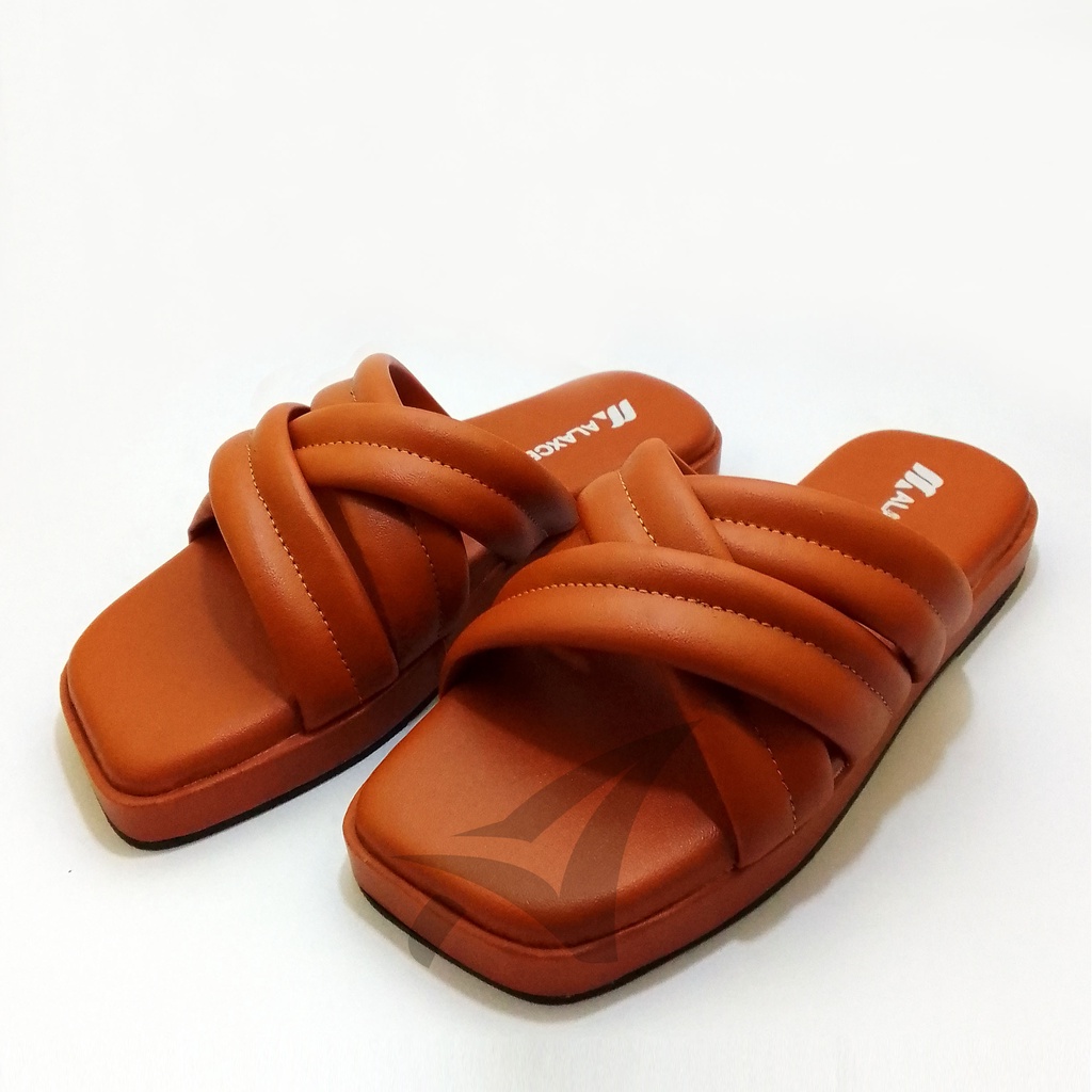 Sandals alaxce Model Silang Double Full Busah Empuk Kekinian Sandal wanita Bantal Trendy Sandal Platform teplek