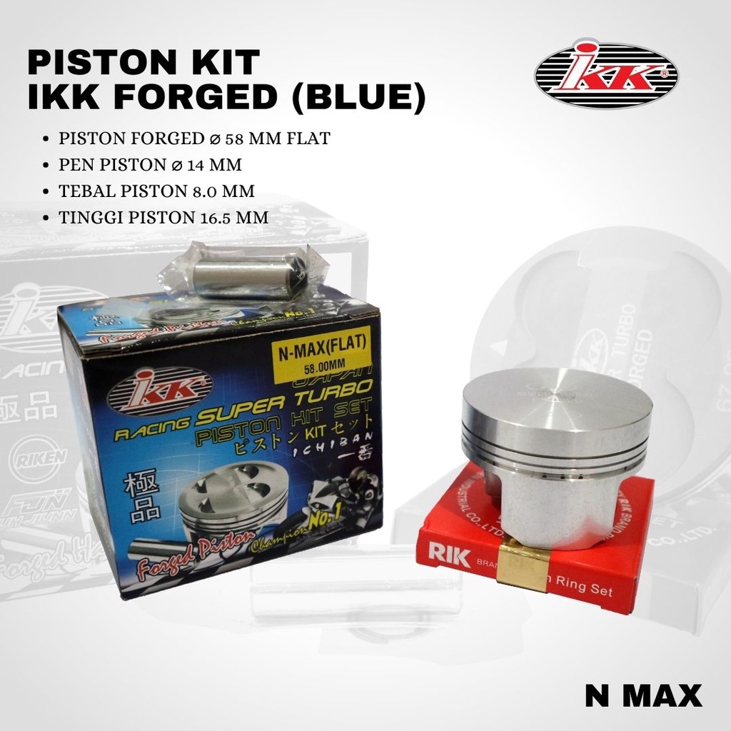 Piston IKK Nmax vespa aerox 58 pin 14 forged Blue High