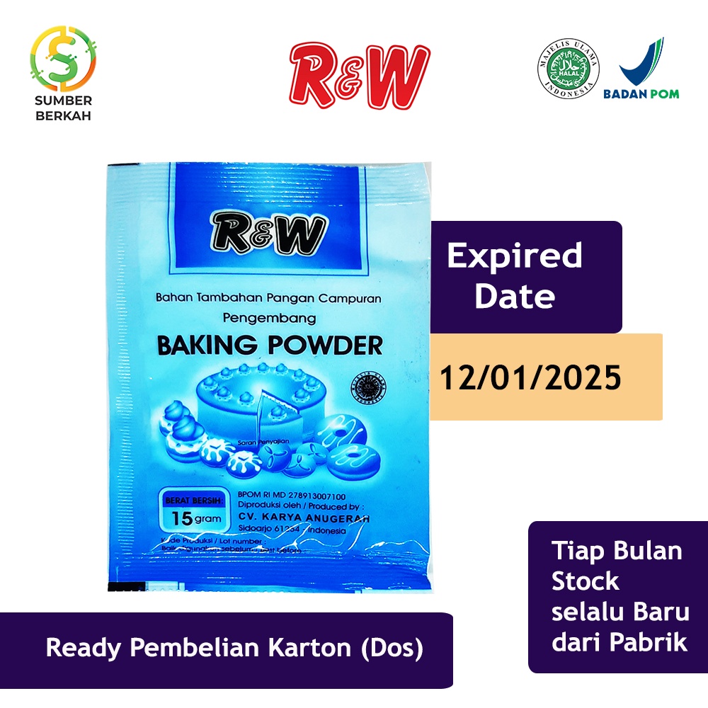 Baking Powder Pengembang Kue Rajawali R&amp;W RW 15 gr Biru Double Acting 1 Pack