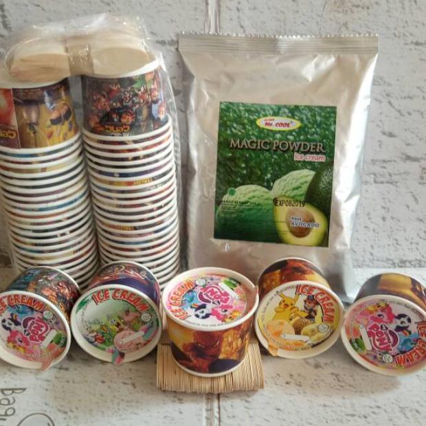 

[spin1] PAKET BAHAN ES KRIM Mr. COOL 250gr + PAPERCUP 50ml 50pcs.