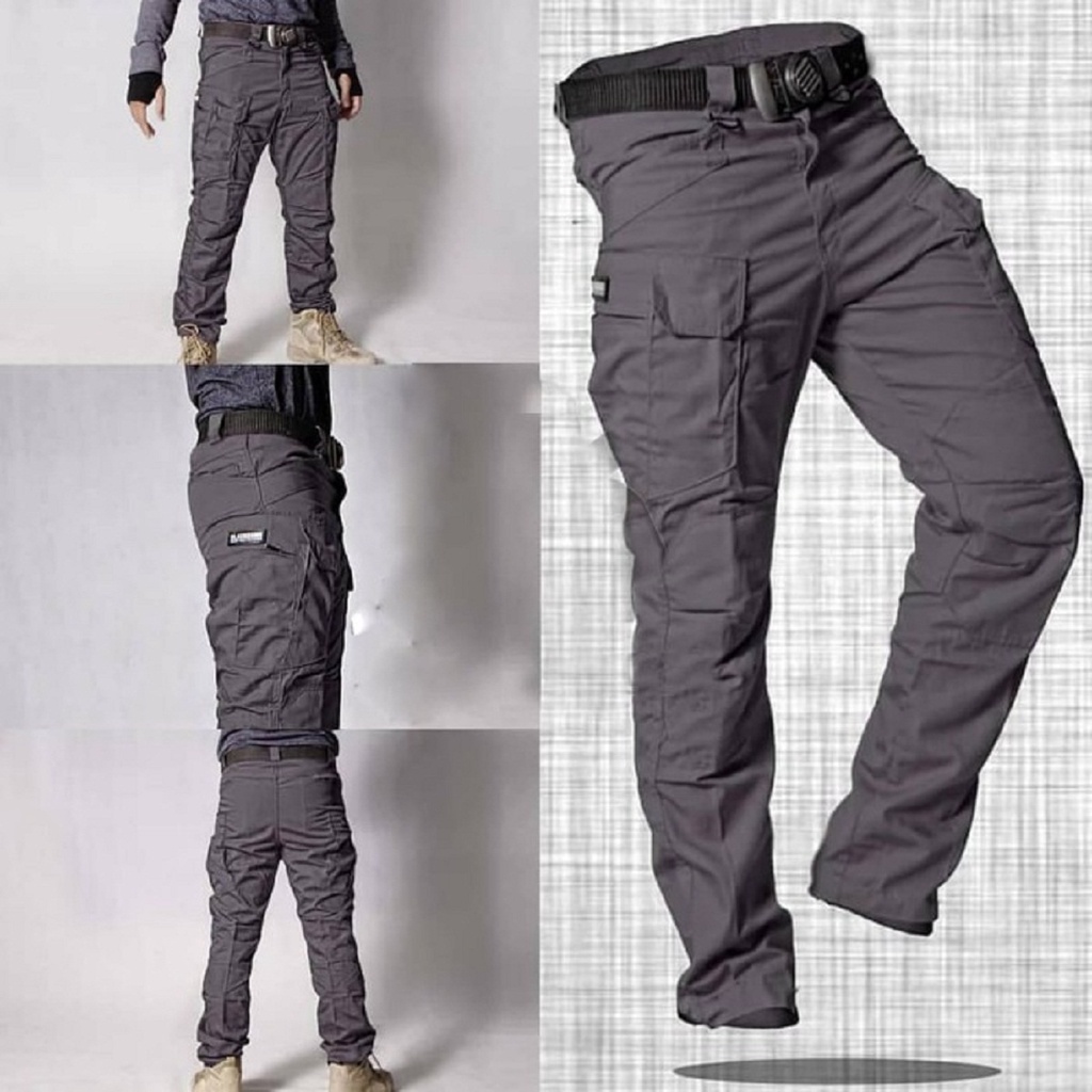 Celana Cargo Tactical Celana Panjang Pri Dewasa Katun Santai Polos