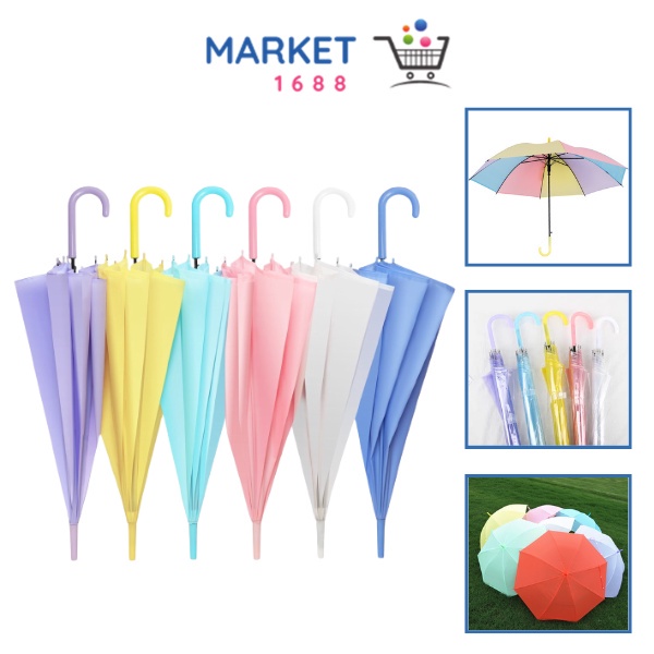 Market1688  Payung Transparan Style Korea Jepang Polos Warna Warni Payung Lipat Bening Cantik Payung Rainbow Umbrella Fashionable Candy Color  Murah