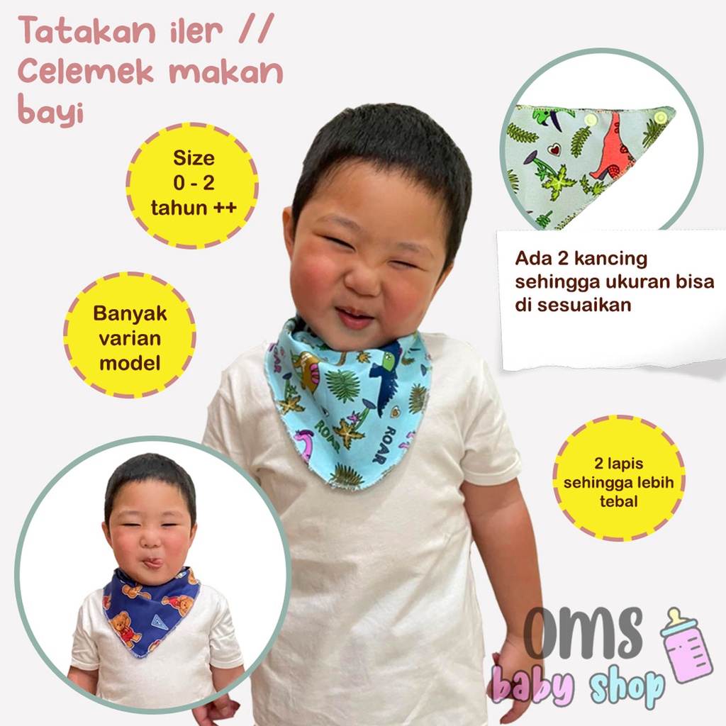 [ BEST SELLER ] Baby Bib / Celemek Makan Bayi / Tatakan Iler Bayi / Slabber Segitiga Bayi