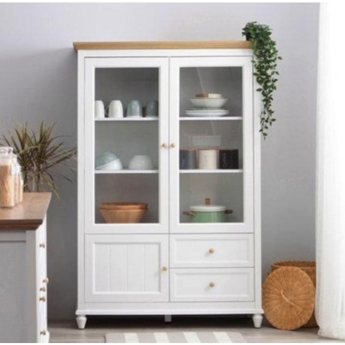 LJ1 Lemari / Kabinet Dapur Pintu Kaca dengan Laci