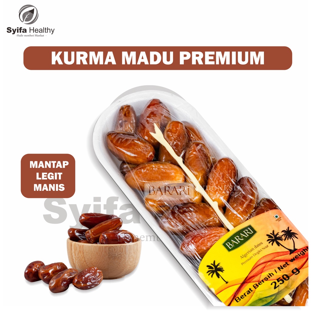 

Kurma Basah Tunisia Madu Barari berat 250gr Per Kemasan Manis dan Legit